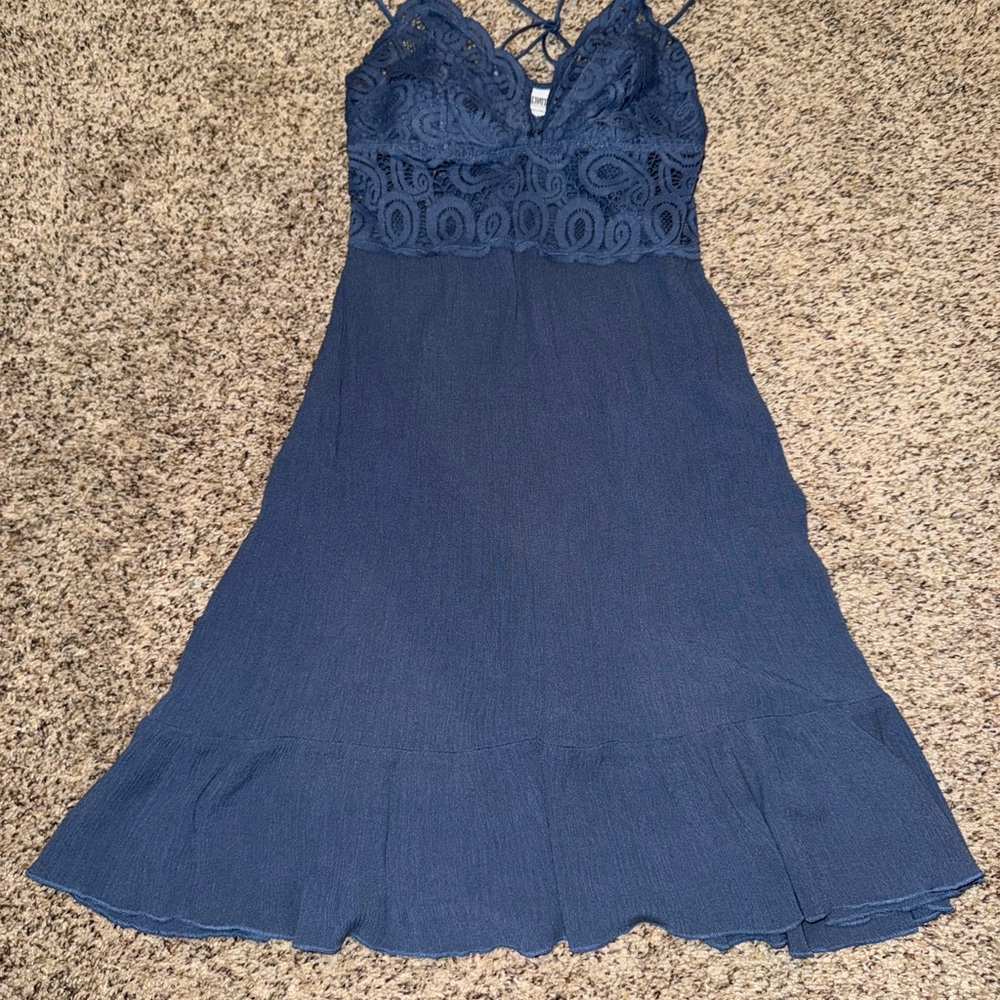 Elegant Blue Lace Dress